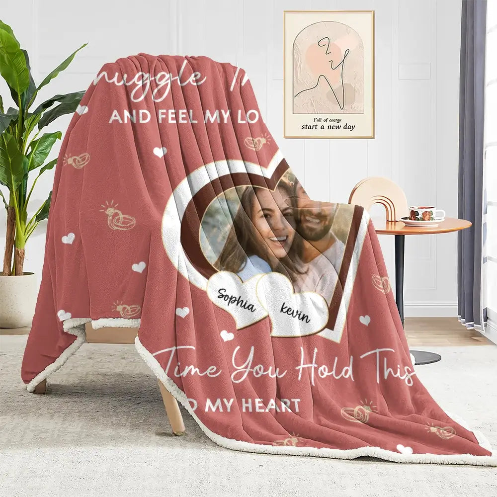 Custom Photo in Heart - Personalized Blanket  for Couples