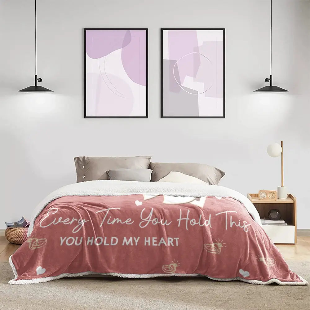 Custom Photo in Heart - Personalized Blanket  for Couples