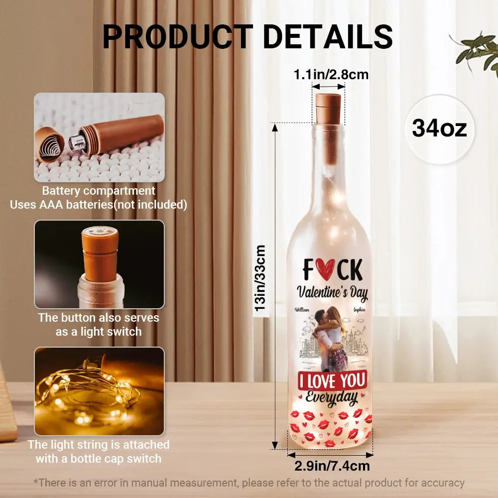 Custom Photo on Bottle Lamp -  Personalized Gift for Couples