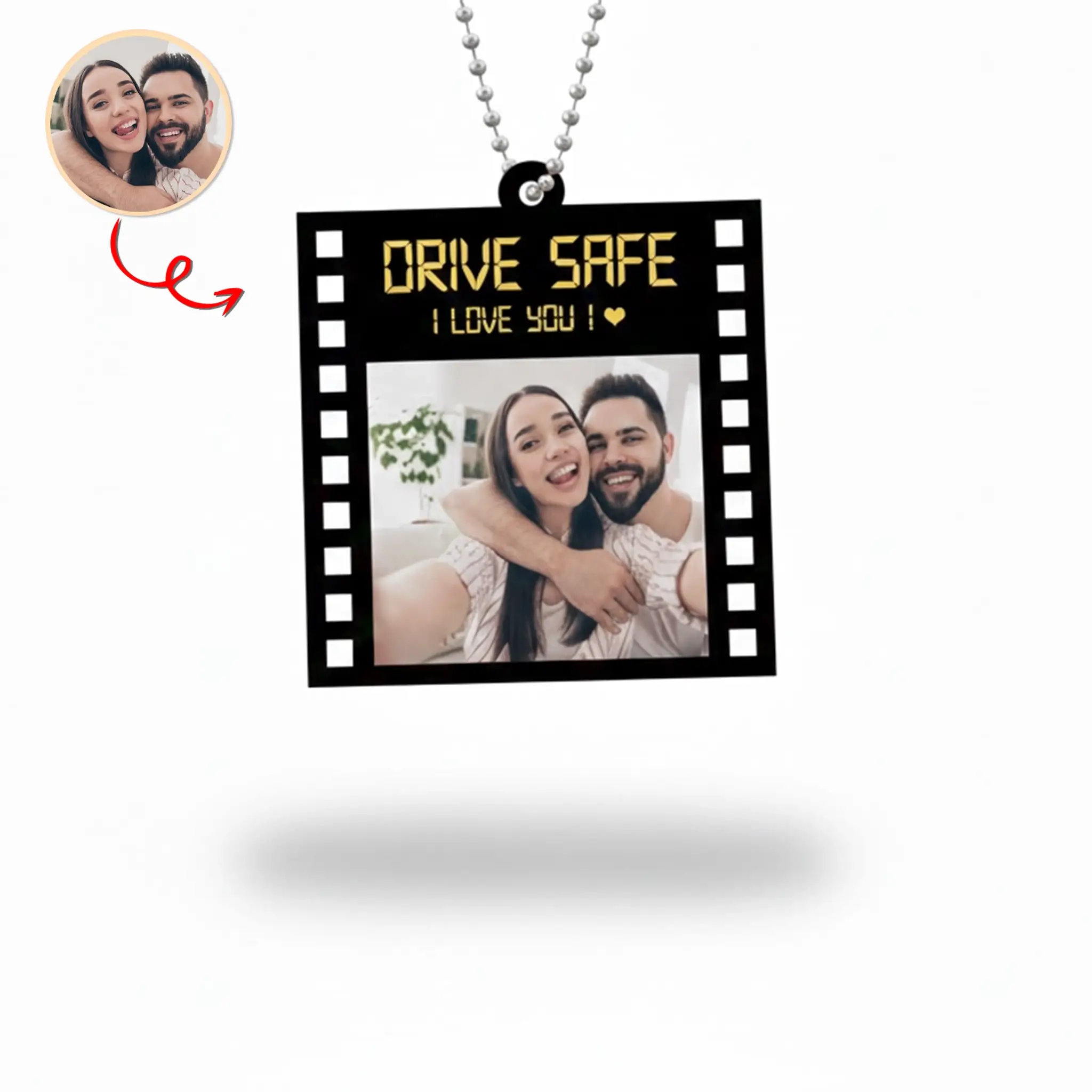 Custom Photo on Car Ornament - Personalized Gift for Couples
