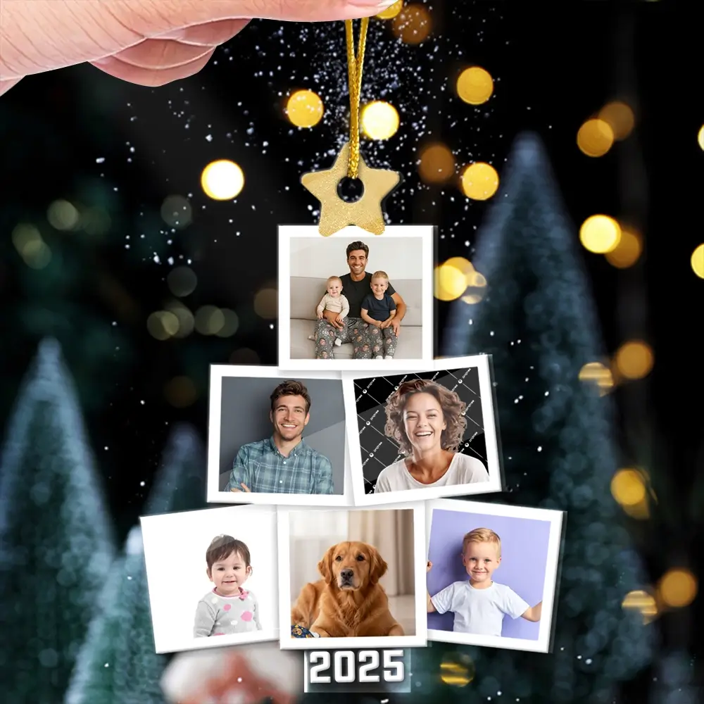 Custom Photo on Christmas Tree - Personalized Family Ornament, Meaningful Holiday Gift for Family Members