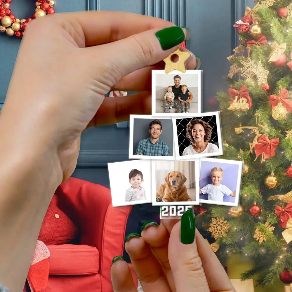 Custom Photo on Christmas Tree - Personalized Family Ornament, Meaningful Holiday Gift for Family Members