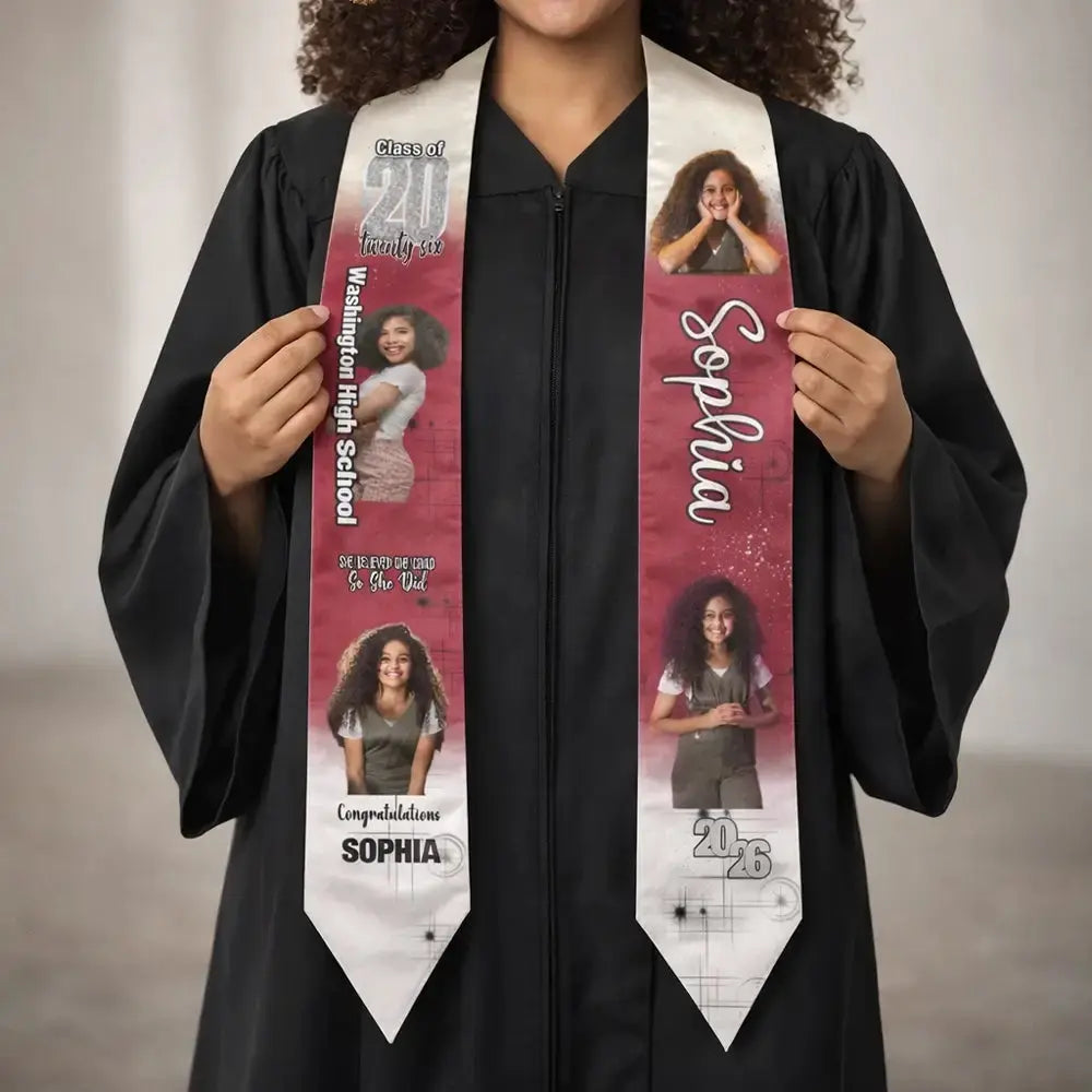 Custom Photo on Stole - Personalized Gift for Graduation Duconspace