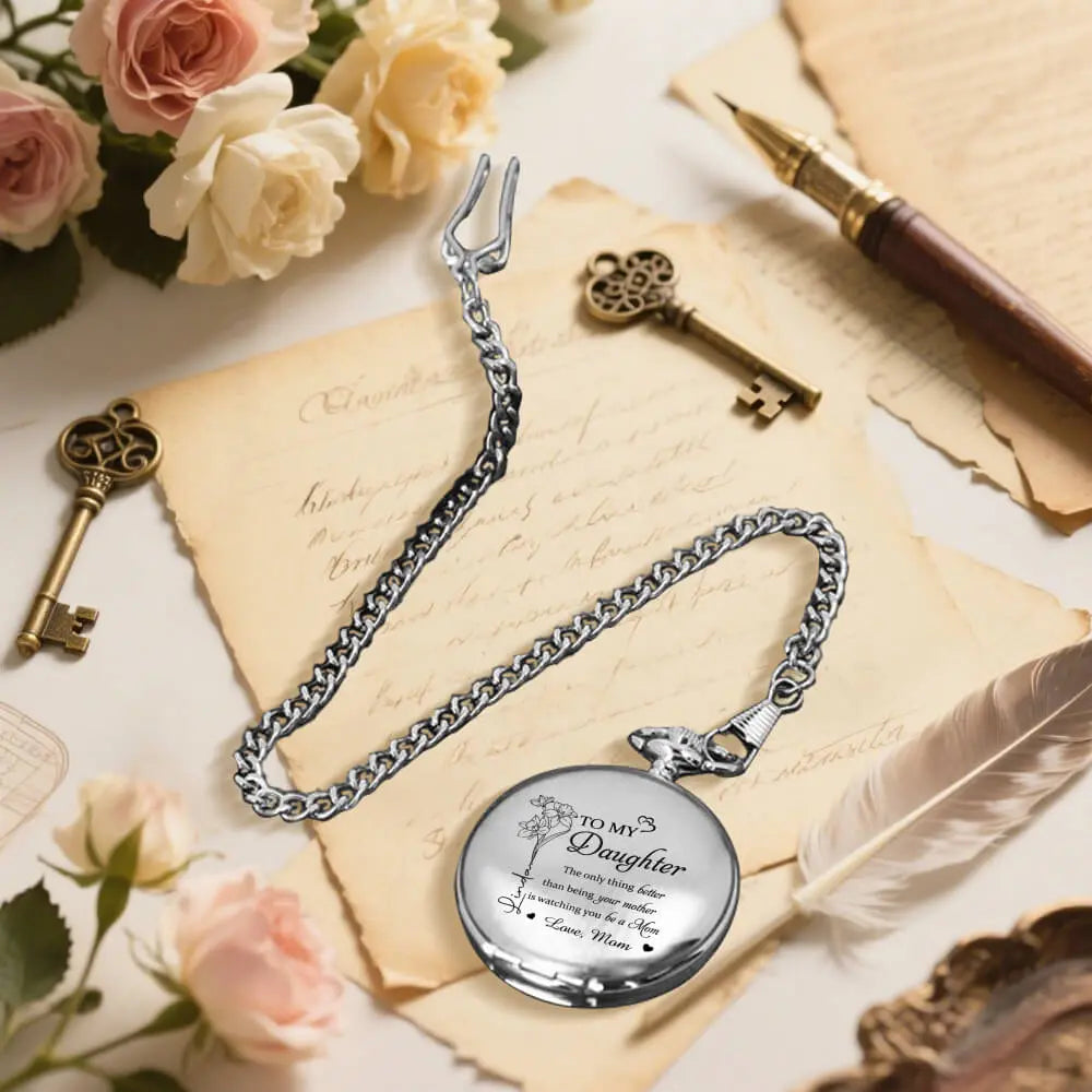 Custom Pocket Watch For Daughter, Watching You Being A Mom Duconspace