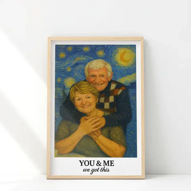 Custom Portrait Poster Watercolor Classic Art Style– Wedding Anniversary Gift for Wife Duconspace