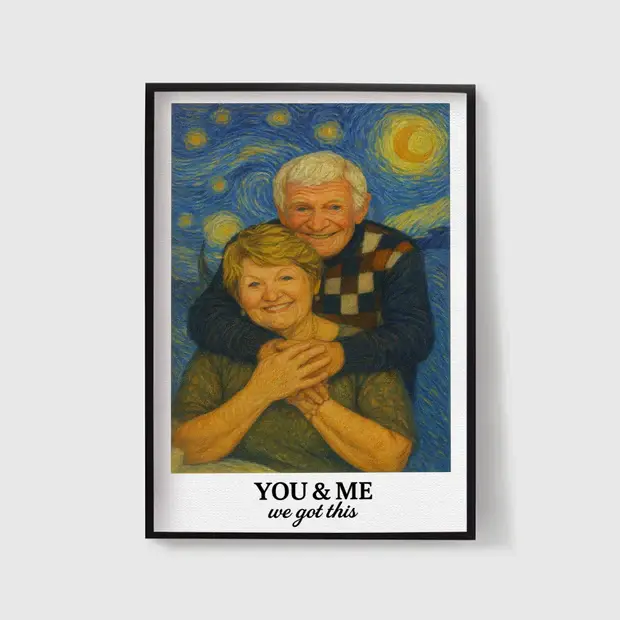 Custom Portrait Poster Watercolor Classic Art Style– Wedding Anniversary Gift for Wife Duconspace