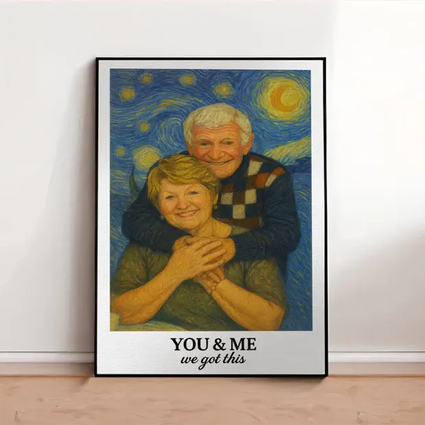 Custom Portrait Poster Watercolor Classic Art Style– Wedding Anniversary Gift for Wife Duconspace