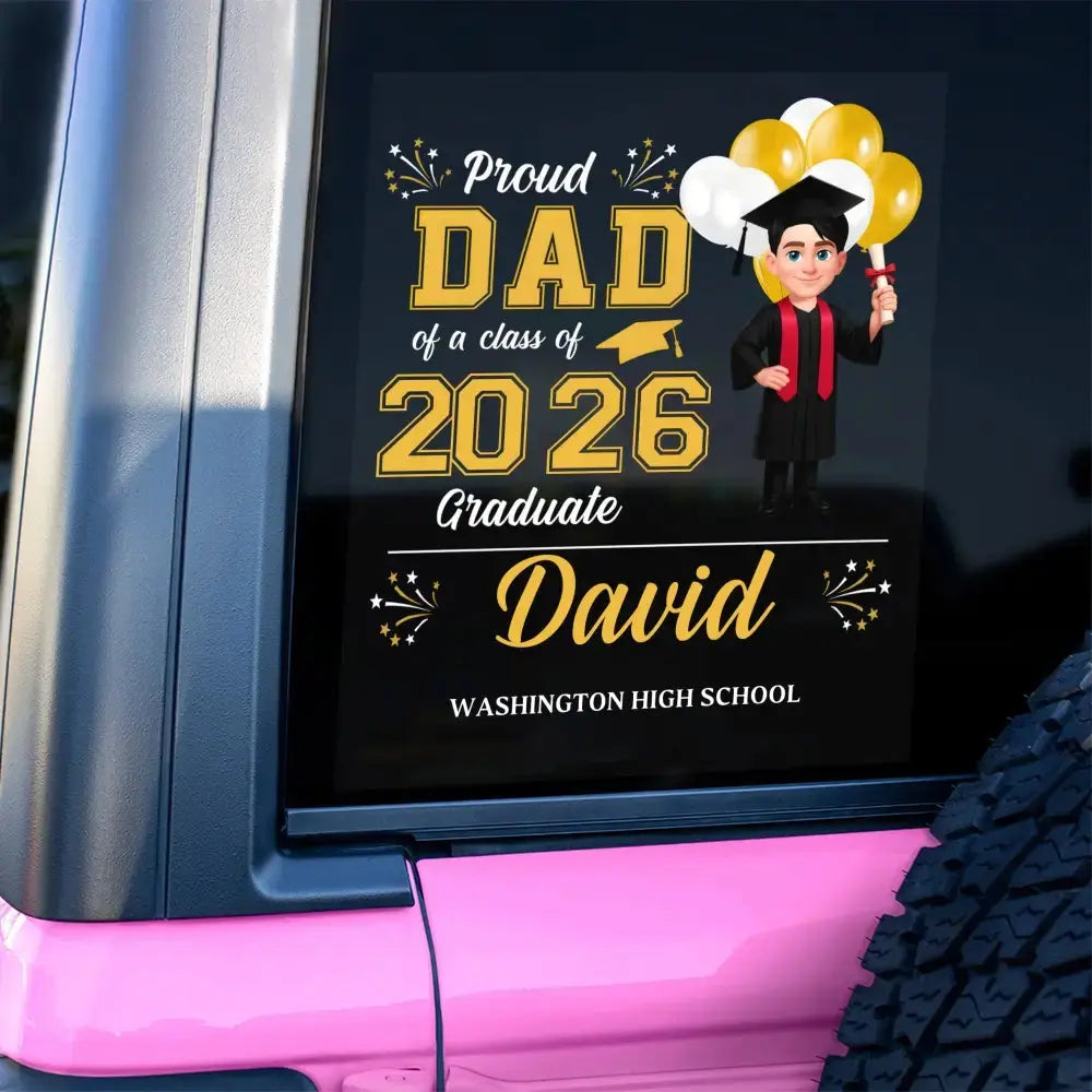 Custom Proud Graduation Decal - Personalized Gift for Class of 2026 Duconspace