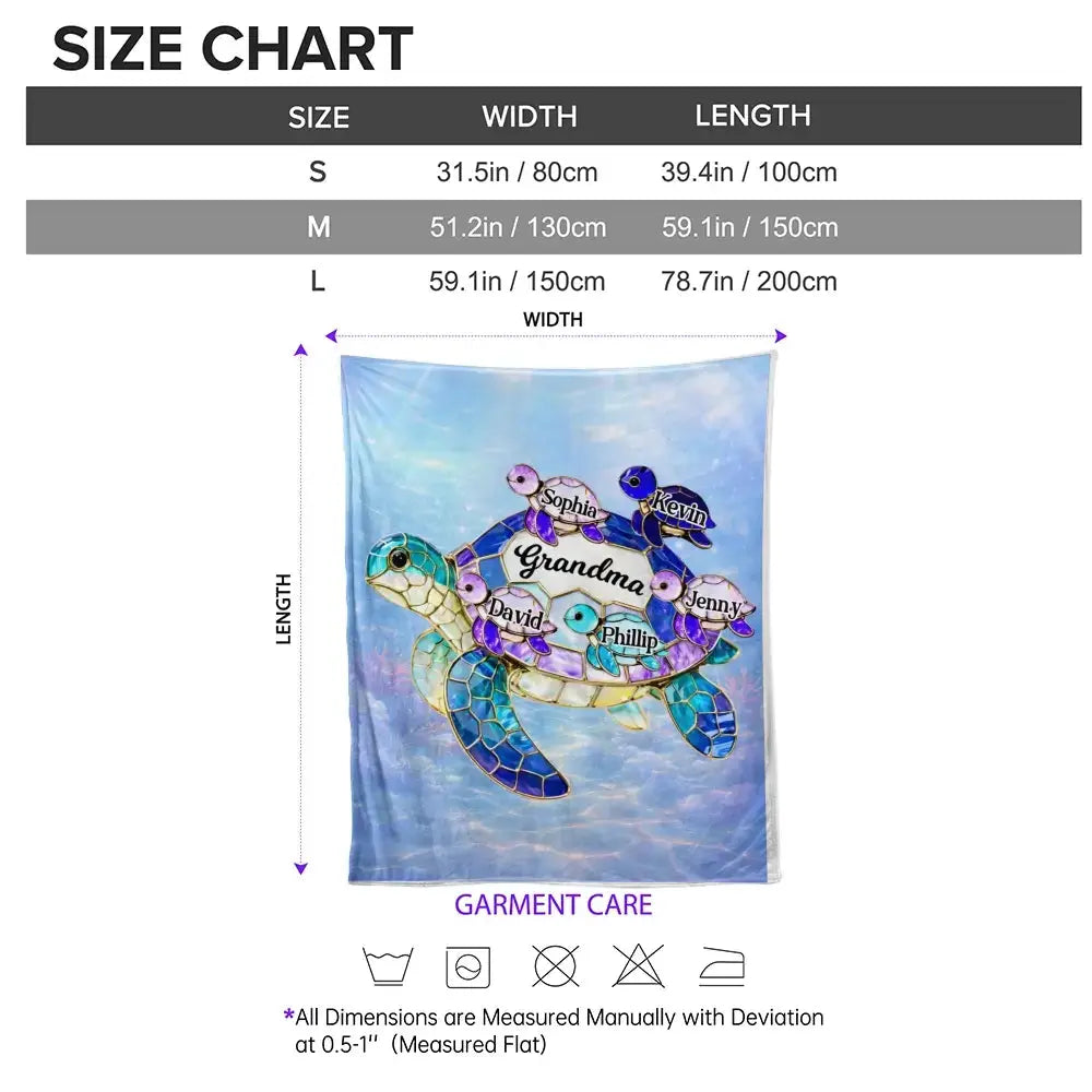 Custom Sea Turtle on Blanket - Personalized Gift for Mom, Grandma Duconspace