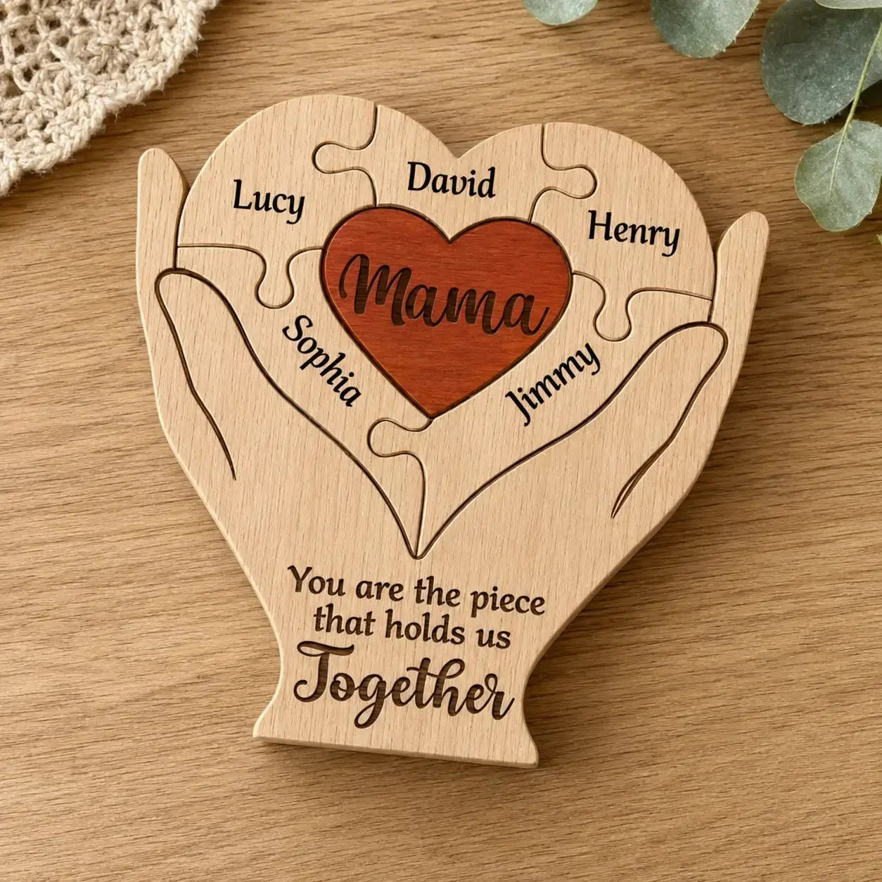 Custom Shaped Wooden Art Puzzle - Personalized Gift for Mother Day Duconspace