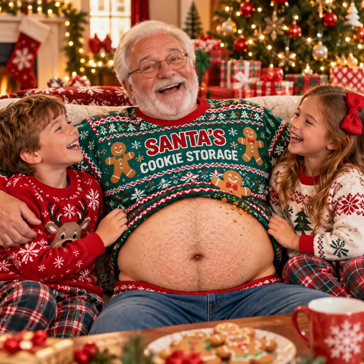 Custom Skin Tone 3D Belly Ugly Christmas Sweater Duconspace