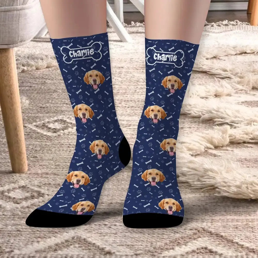 Custom Socks With Pet Faces - Personalized Printed Photo Crew Socks Duconspace