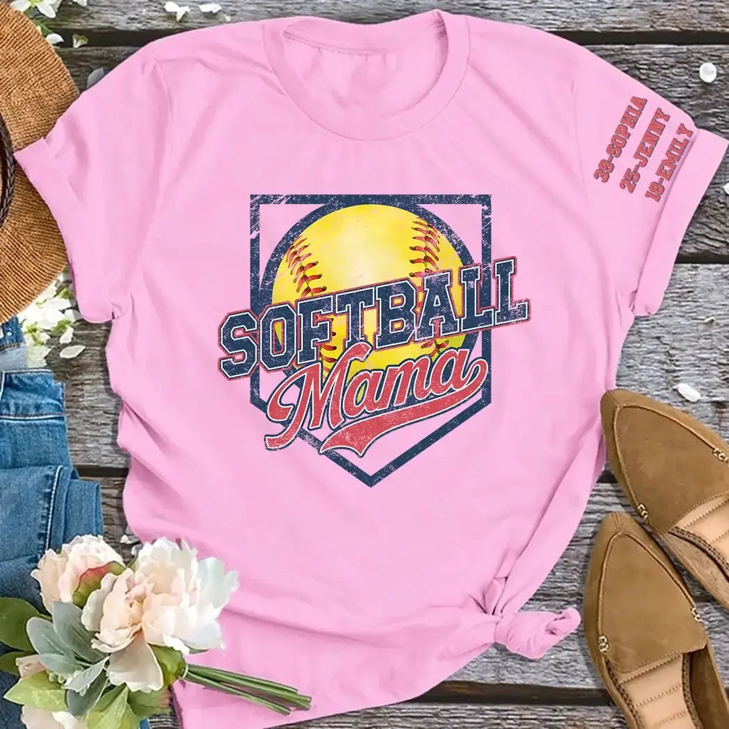 Custom Softball Mama Shirt - Personalized Gift for Family Member Duconspace