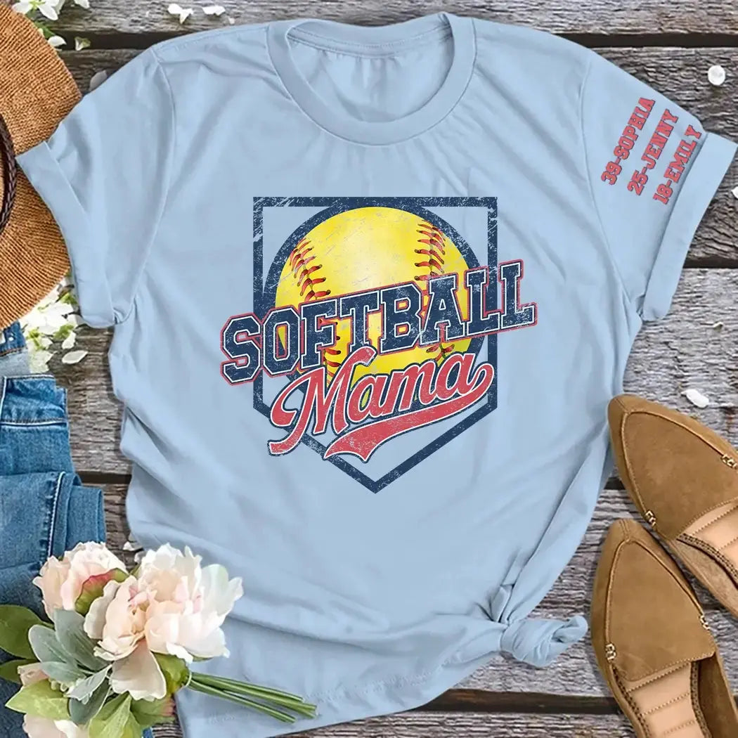 Custom Softball Mama Shirt - Personalized Gift for Family Member Duconspace