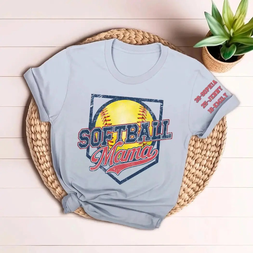 Custom Softball Mama Shirt - Personalized Gift for Family Member Duconspace