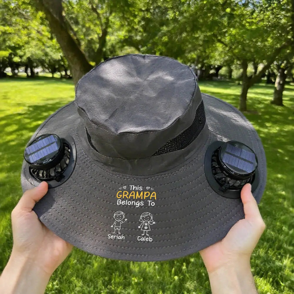 Custom Solar Fan Hat for Grandpa, Grandpa Belong To Hat Duconspace