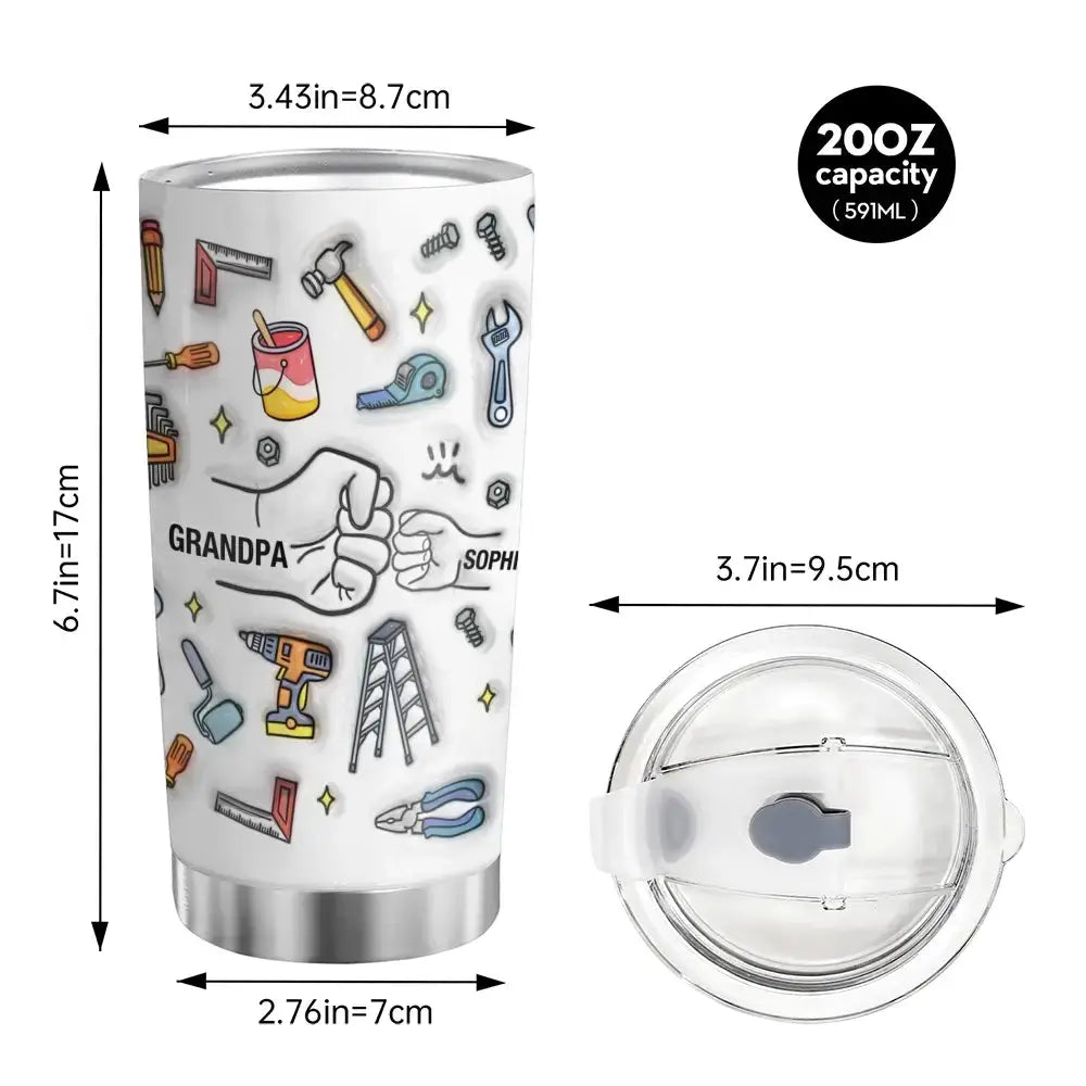 Custom Tumbler for Grandpa, 3D Inflated Effect Grandpa Tools Duconspace