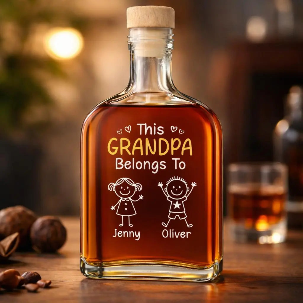 Custom Whiskey Bottle for Grandpa, Grandpa Belong To Duconspace