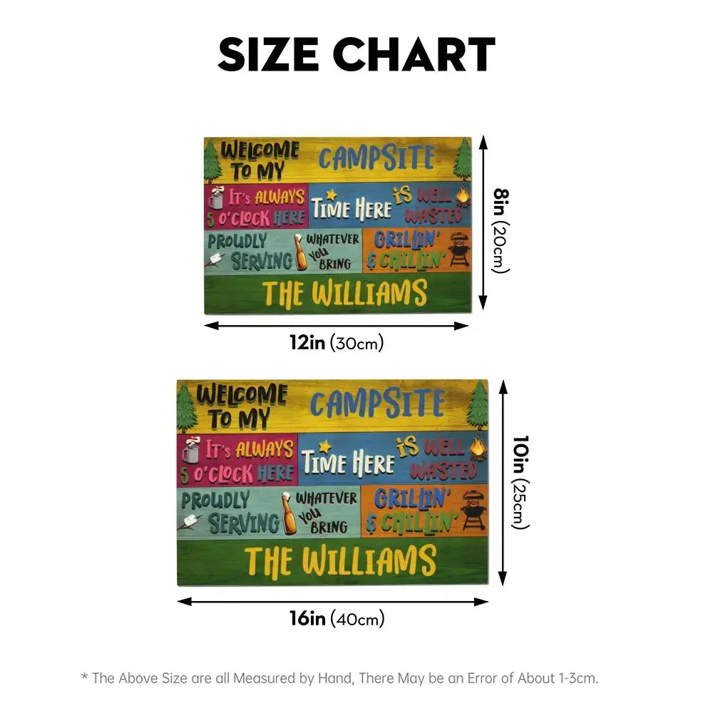 Custom Wood Rectangle Sign - Personalized Camping Proudly Serving Duconspace