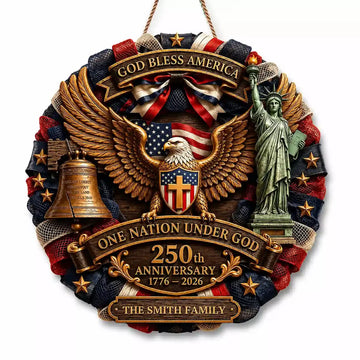 Custom Wood Sign Gift, USA 250th Anniversary Personalized Duconspace
