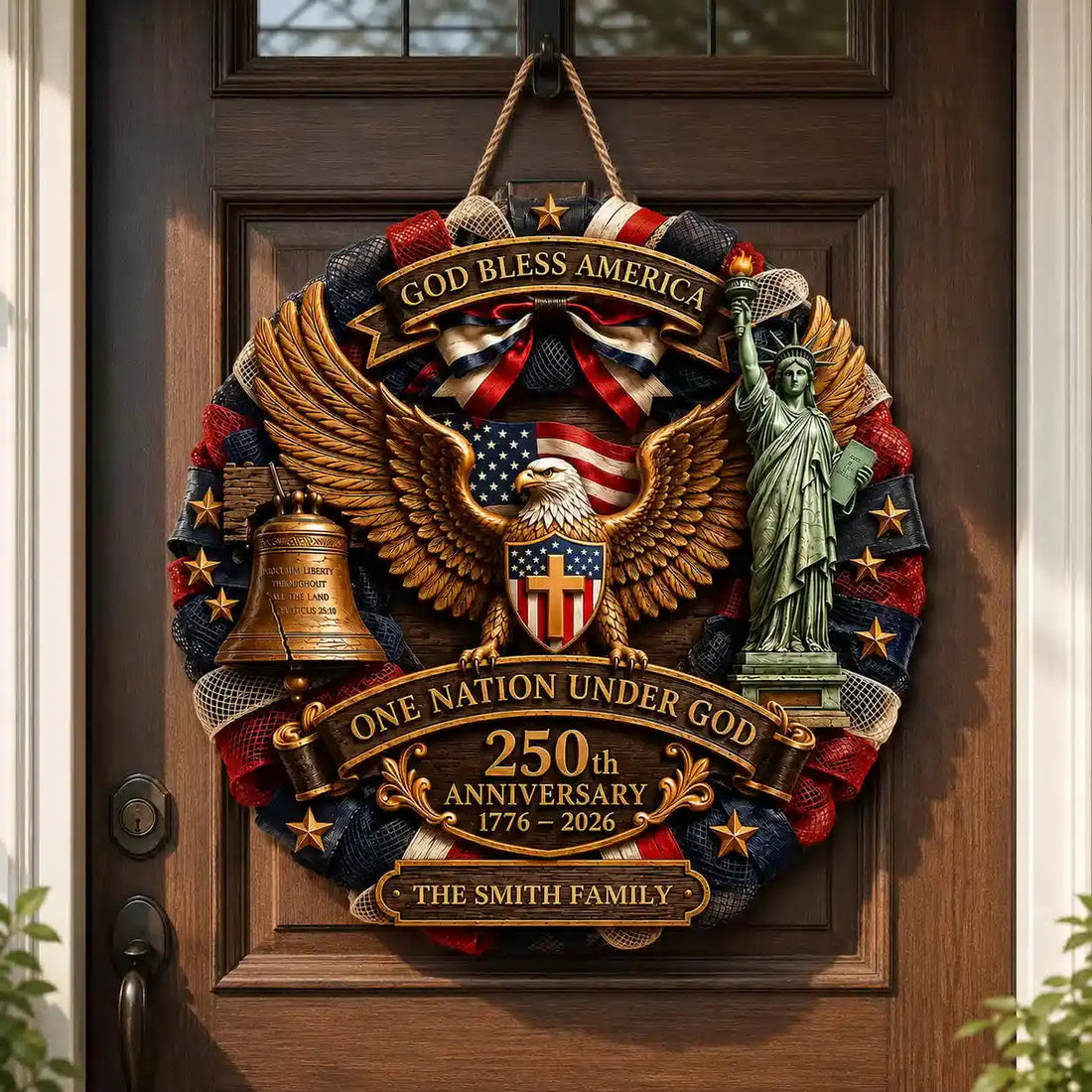Custom Wood Sign Gift, USA 250th Anniversary Personalized Duconspace