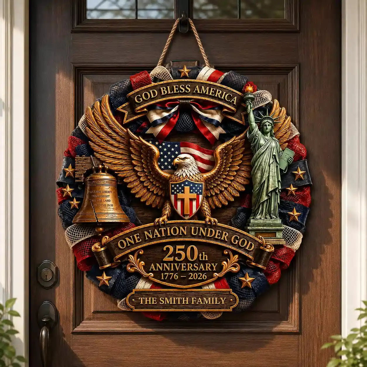 Custom Wood Sign Gift, USA 250th Anniversary Personalized Duconspace