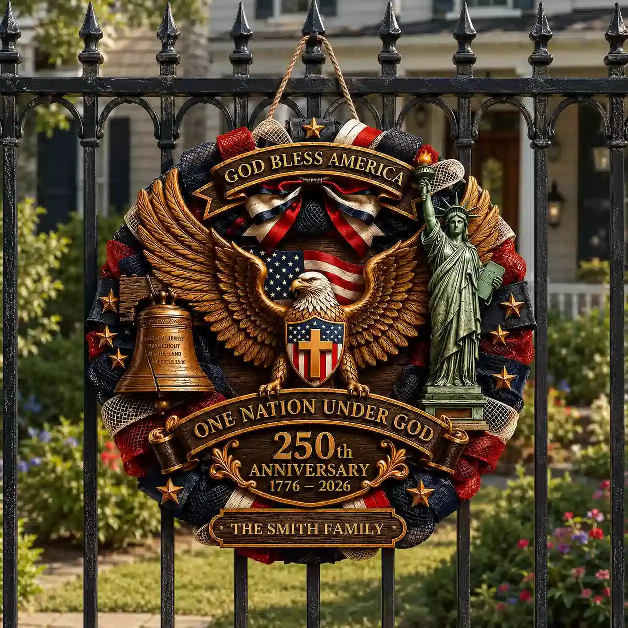 Custom Wood Sign Gift, USA 250th Anniversary Personalized Duconspace