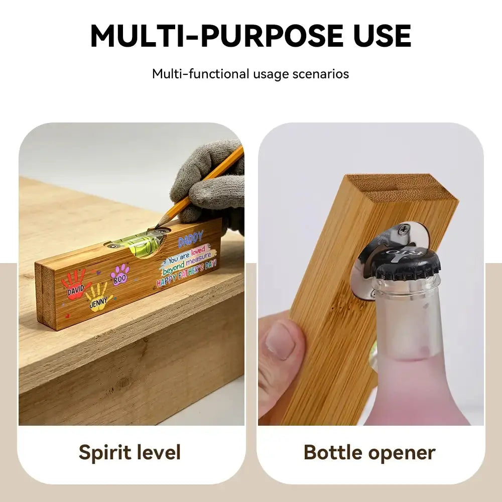 Custom Wooden Bottle Opener With Built-in Spirit Level Duconspace
