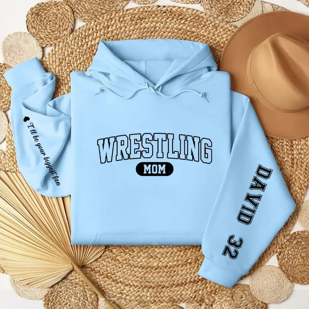 Custom Wrestling Mom Sweatshirt - Personalized Name and Number on Sleeve Duconspace