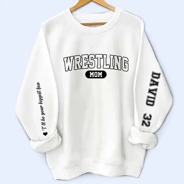 Custom Wrestling Mom Sweatshirt - Personalized Name and Number on Sleeve Duconspace