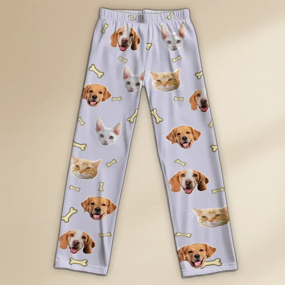 Custom Your Photo - Personalized Pet Face Pajama Pants, Gift for Cat, Dog Lovers