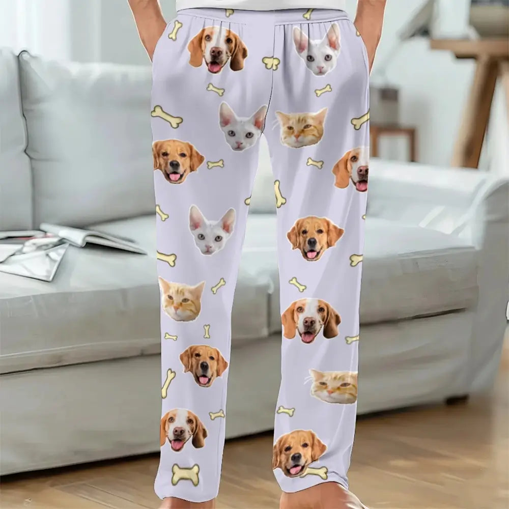 Custom Your Photo - Personalized Pet Face Pajama Pants, Gift for Cat, Dog Lovers