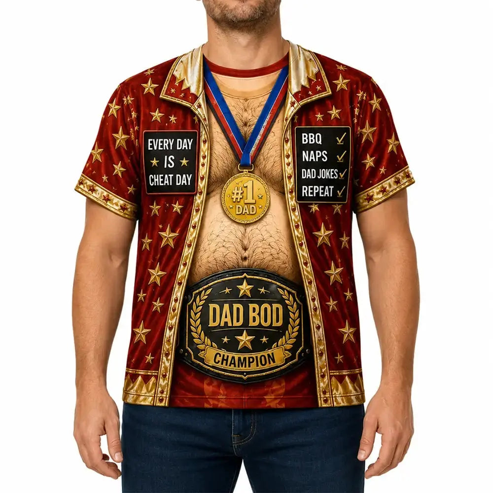 Dad Bod Champion Faux Open Shirt - Personalized Gift for Dad Duconspace