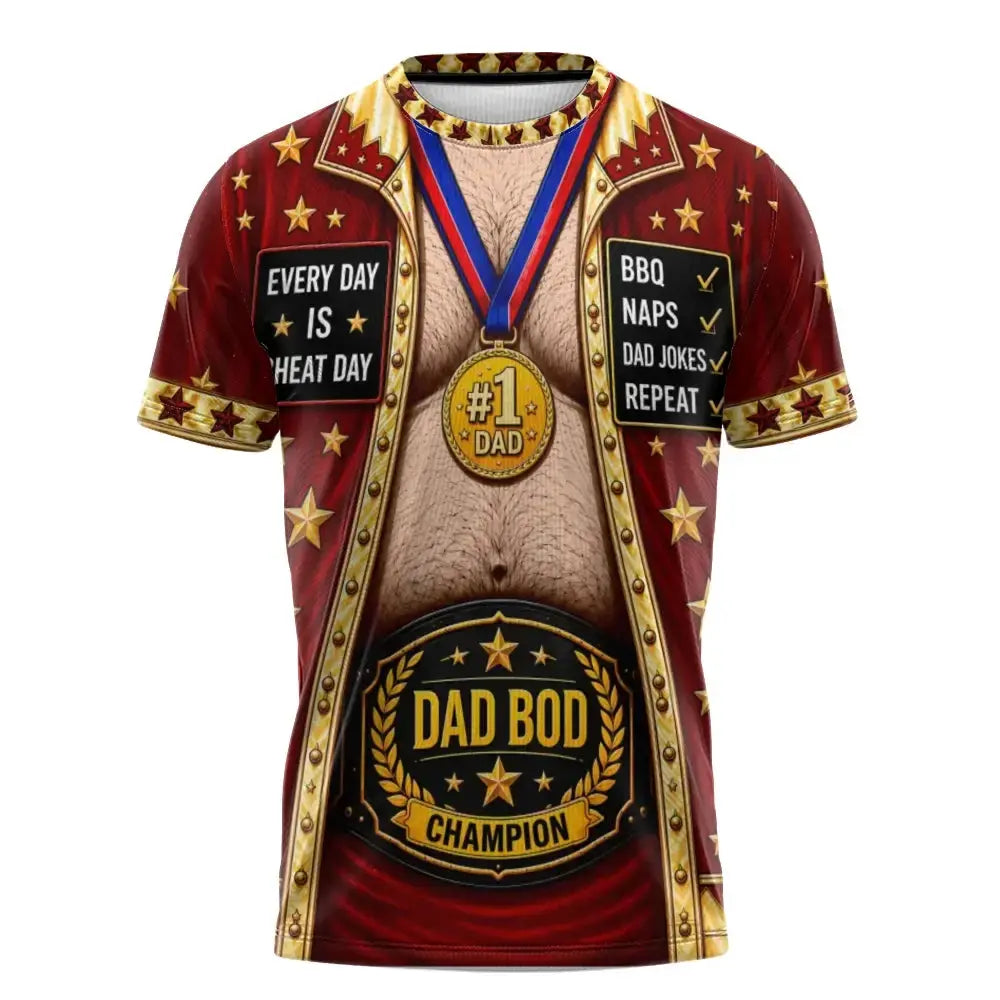 Dad Bod Champion Faux Open Shirt - Personalized Gift for Dad Duconspace