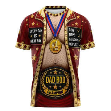 Dad Bod Champion Faux Open Shirt - Personalized Gift for Dad