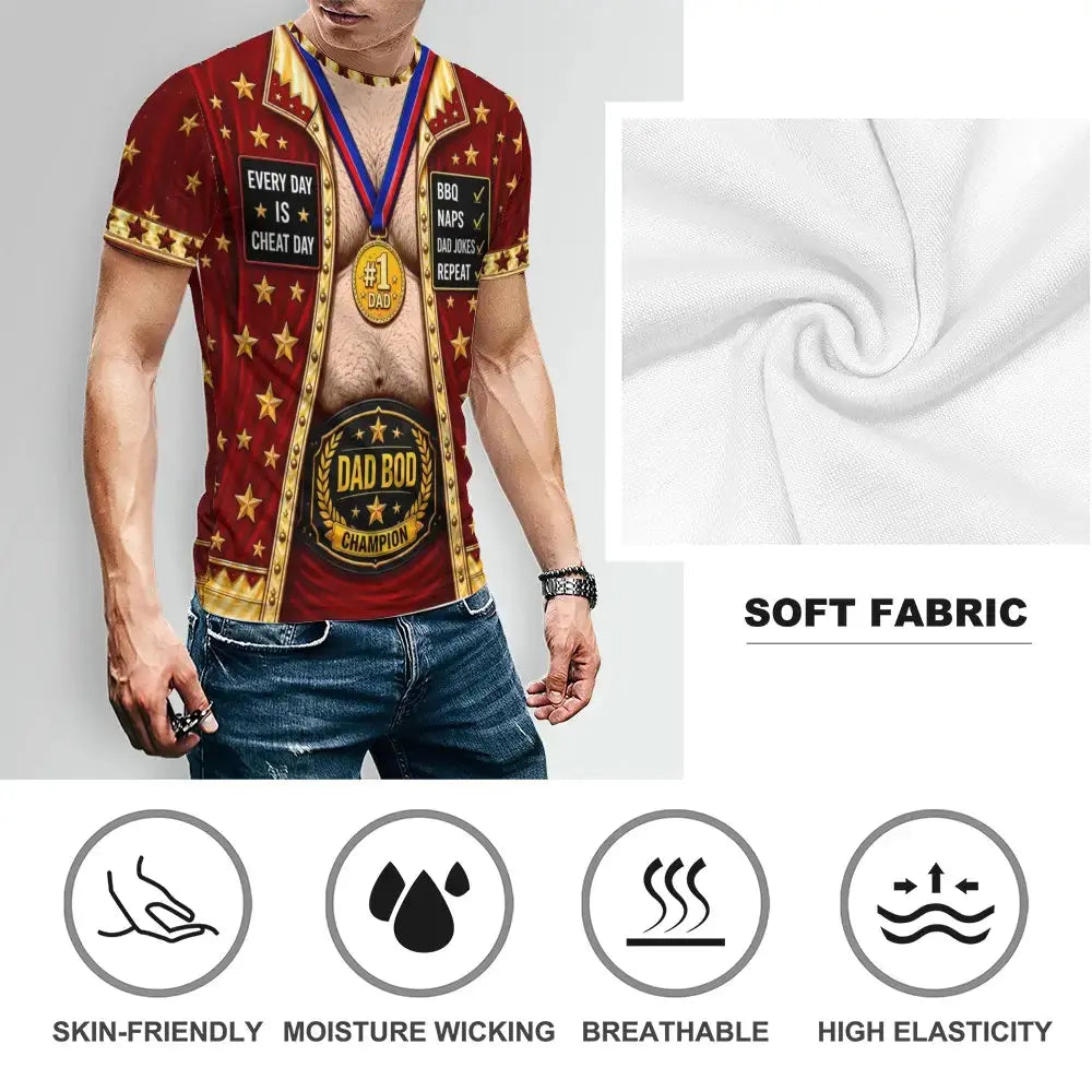 Dad Bod Champion Faux Open Shirt - Personalized Gift for Dad
