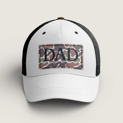 Dad Life, Worn with Pride – Custom Trucker Hat with Leatherette Patch, Perfect Christmas or New Dad Gift for Husband, Grandpa, and Outdoor Lovers
