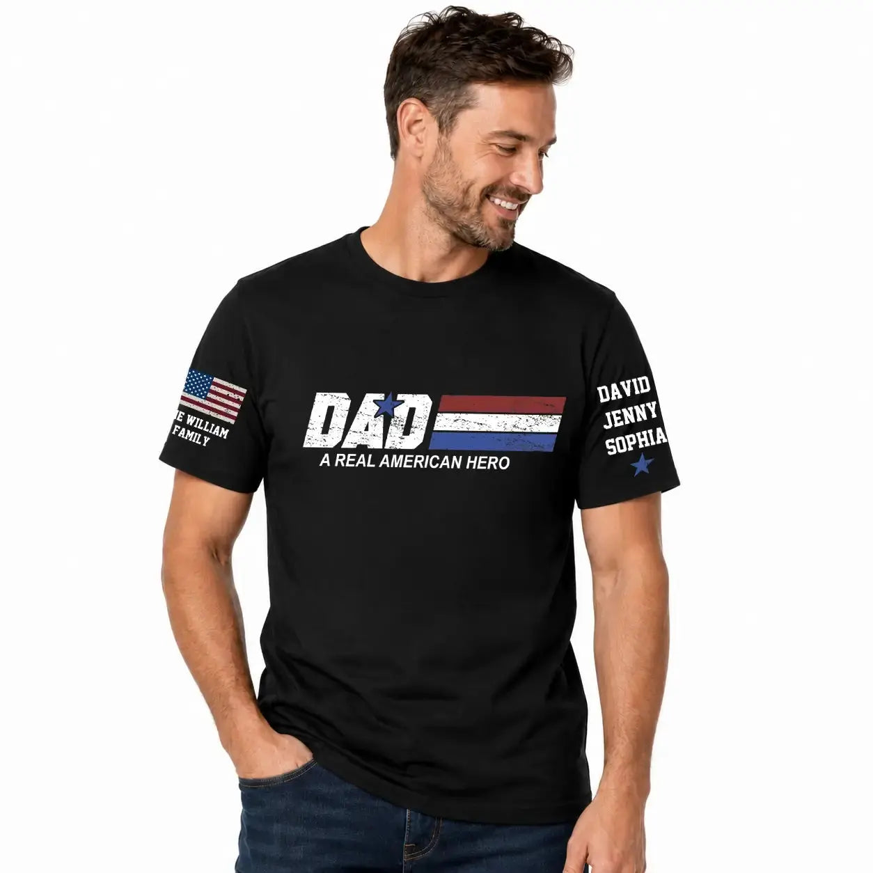 Dad a Real American Hero T-shirt - Personalized Gift for Dad, Grandpa Duconspace
