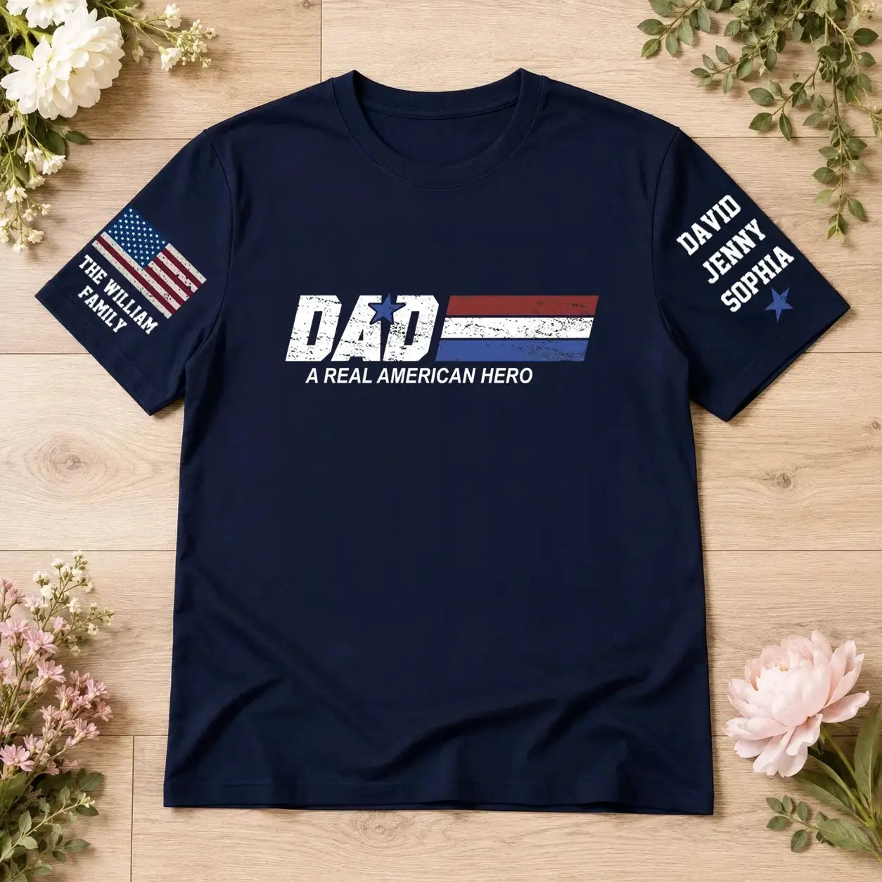 Dad a Real American Hero T-shirt - Personalized Gift for Dad, Grandpa Duconspace