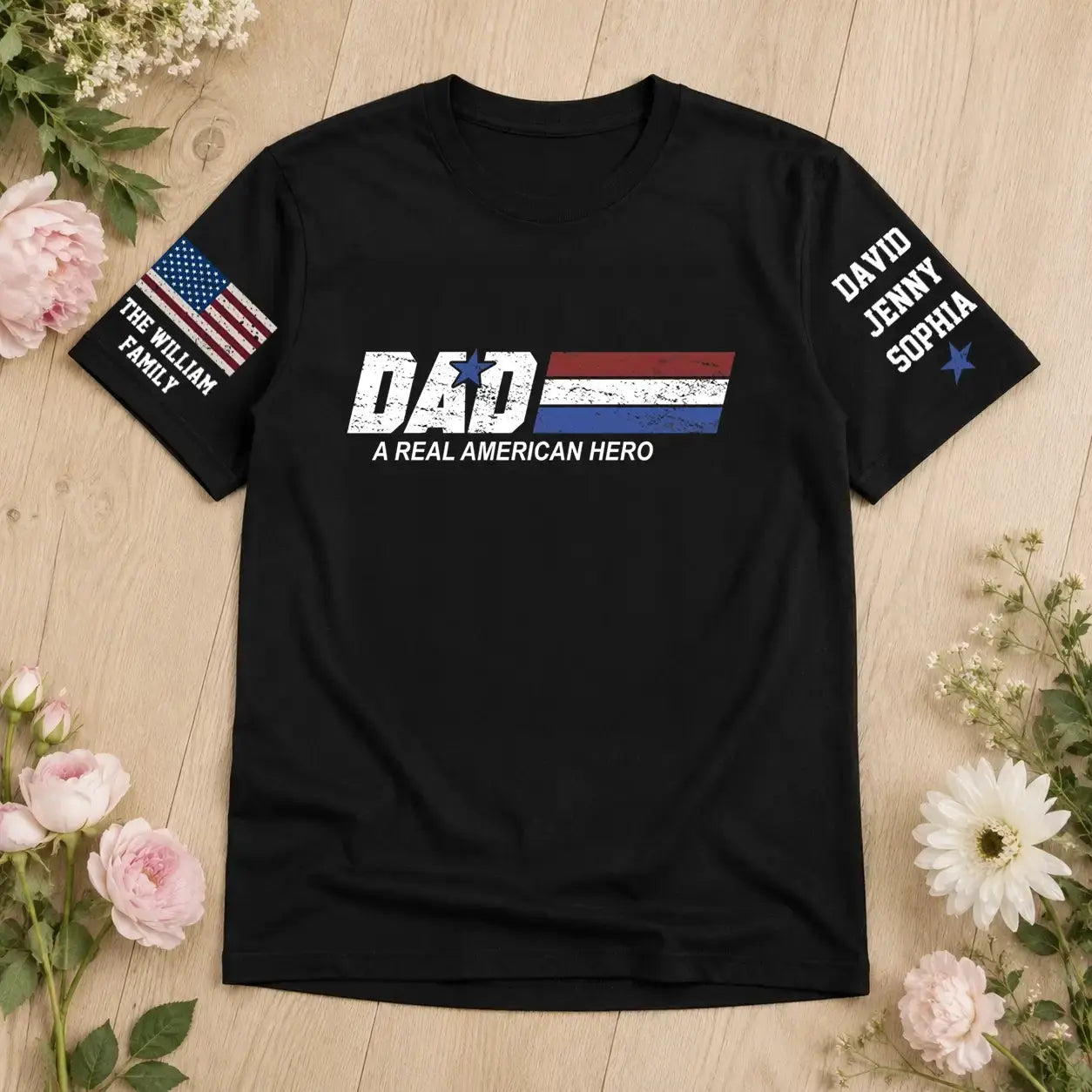 Dad a Real American Hero T-shirt - Personalized Gift for Dad, Grandpa Duconspace