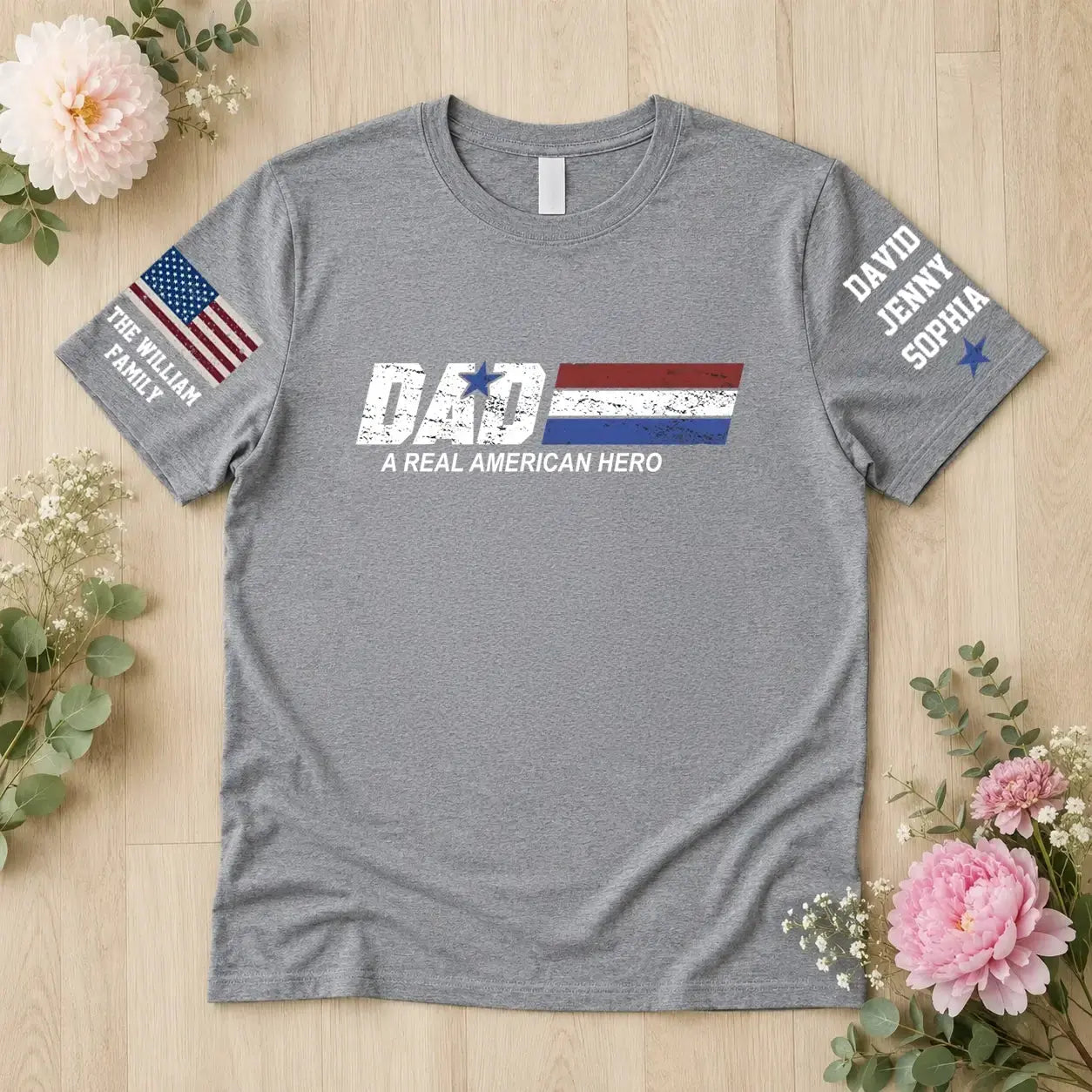 Dad a Real American Hero T-shirt - Personalized Gift for Dad, Grandpa Duconspace