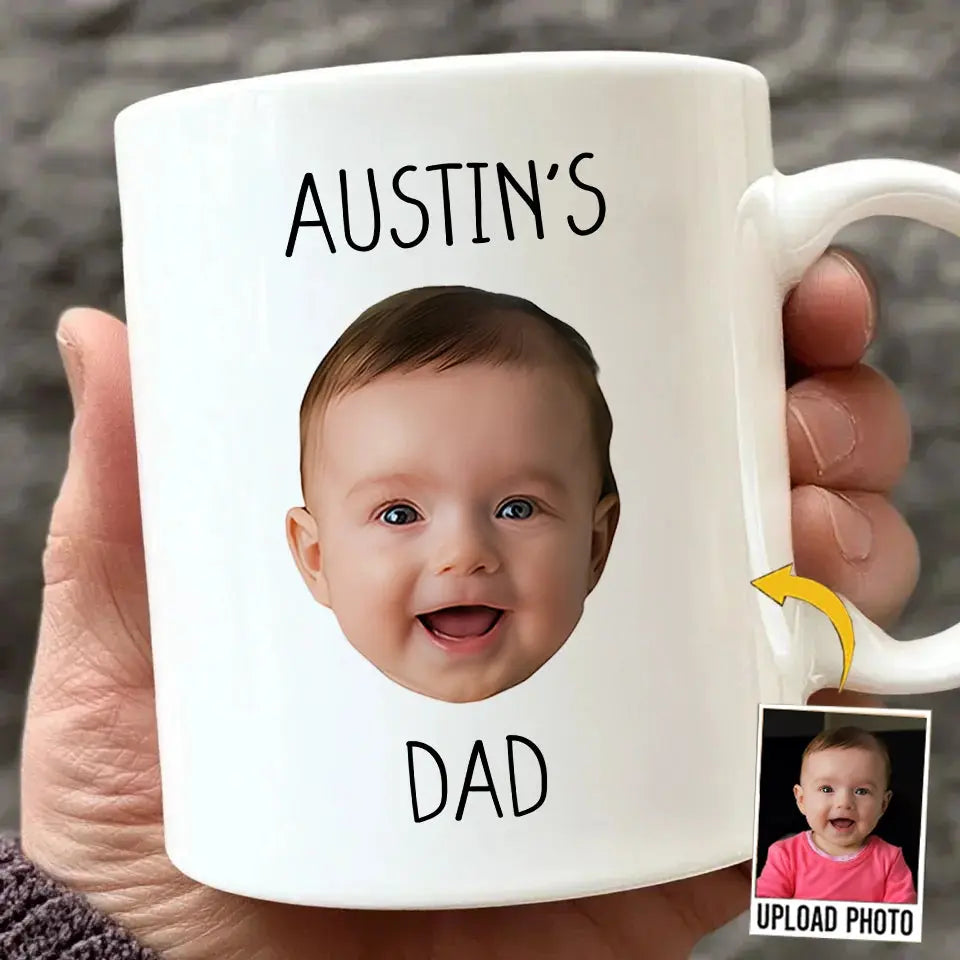 Custom photo mug for first-time dad with baby’s picture