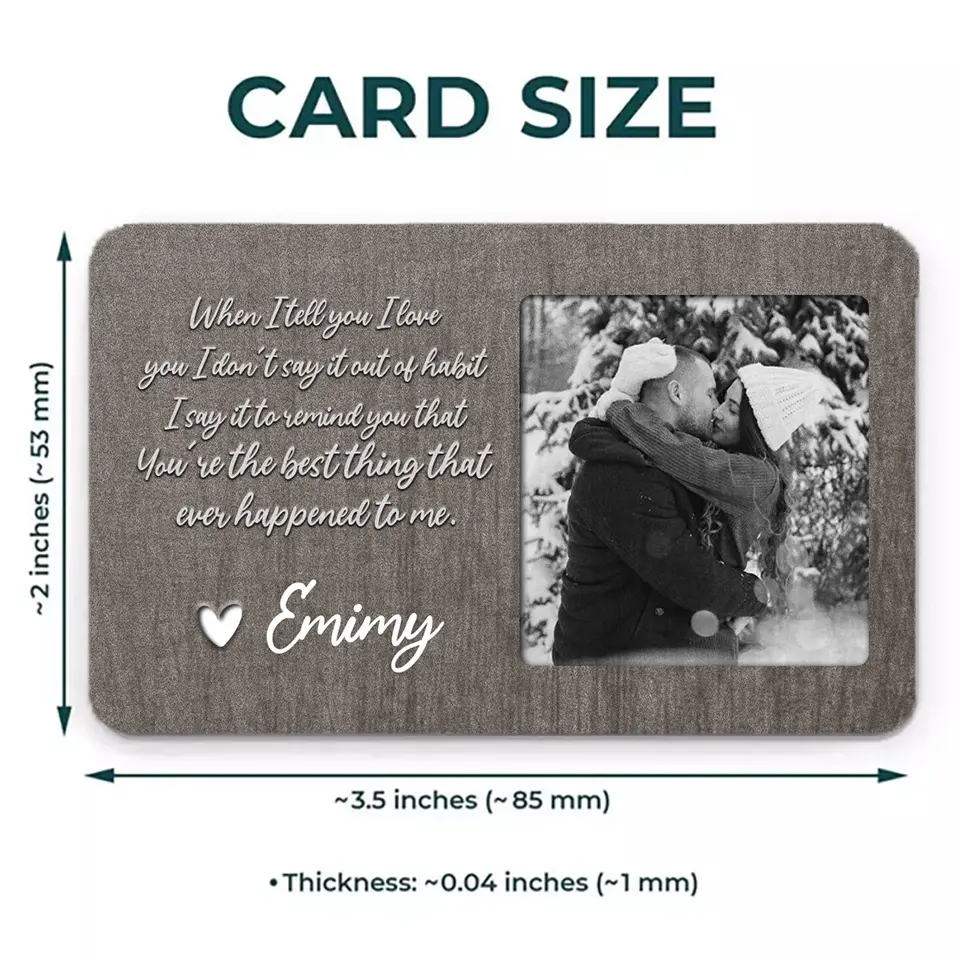 Dear Love of My Life, Always with You - Custom Photo Aluminum Wallet Card, Personalized Anniversary Gift for Husband and Wife Ducon Space