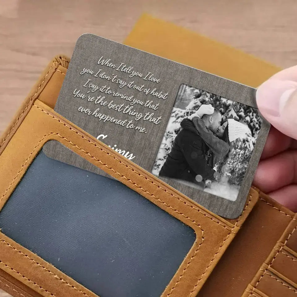 Dear Love of My Life, Always with You - Custom Photo Aluminum Wallet Card, Personalized Anniversary Gift for Husband and Wife Ducon Space