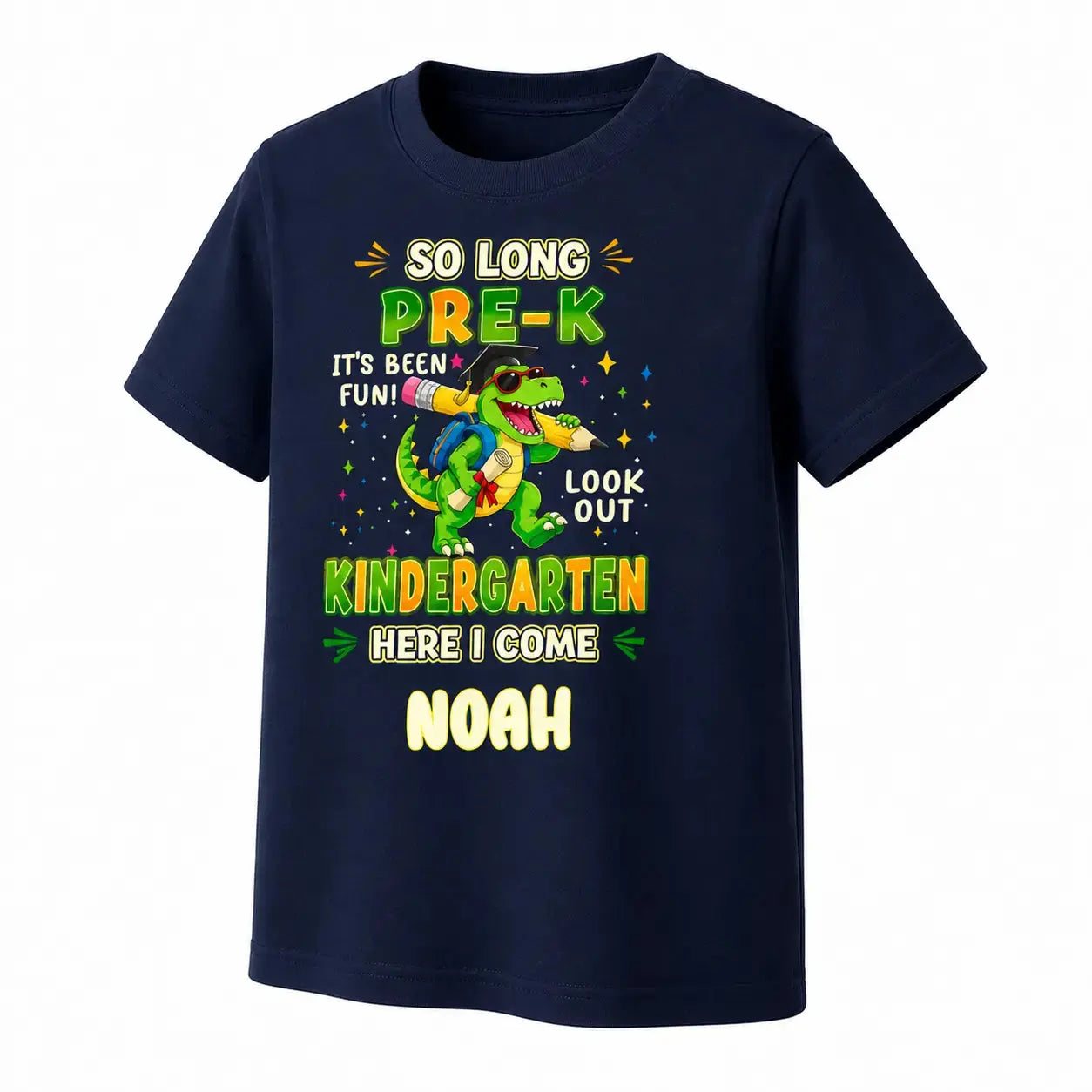 Dino Back To School, Personalized T-Shirt For Kids Duconspace