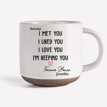Duconspace White Pottery Mug - Custom Mugs for Couple I Met You I Love You