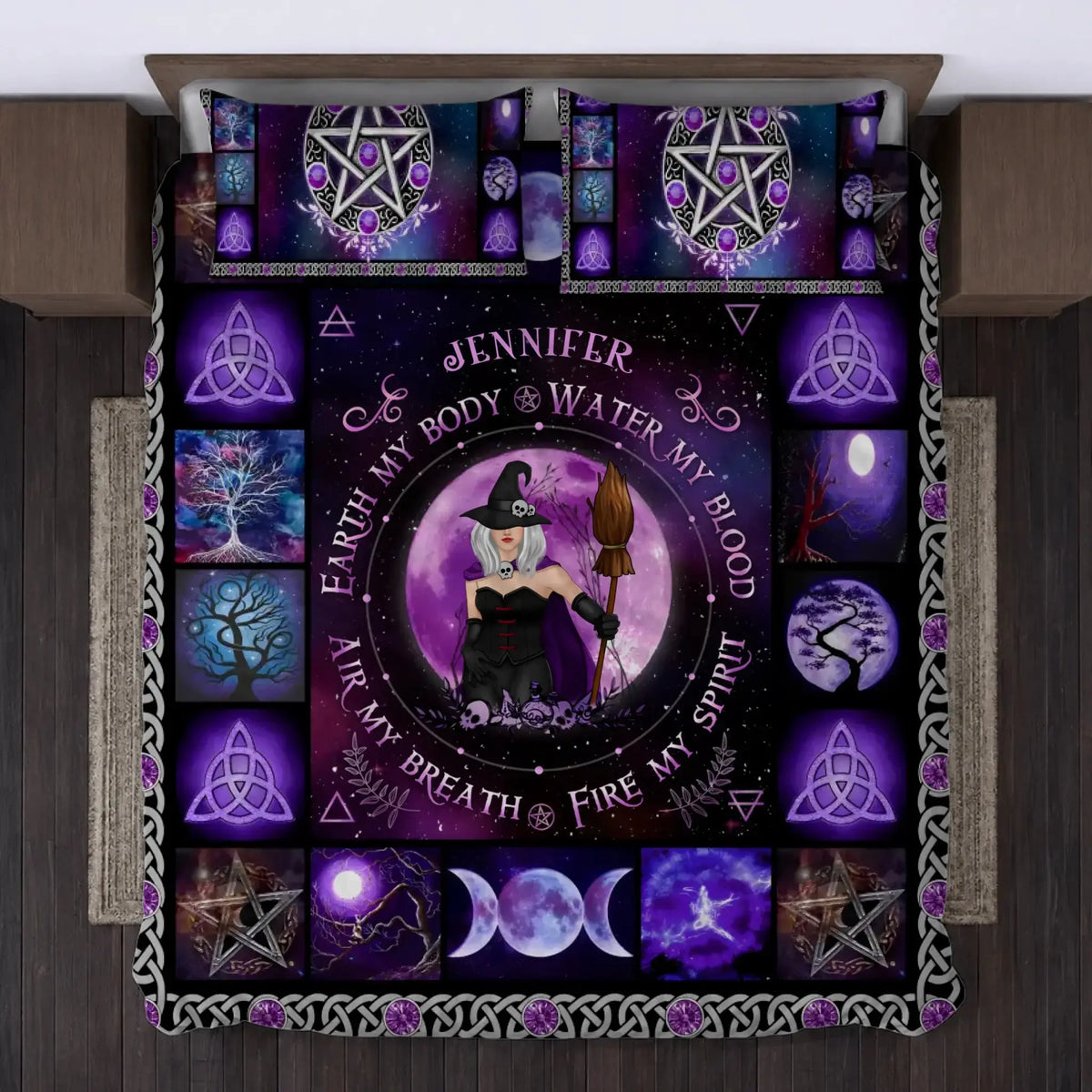 Earth My Body Witch Custom Halloween Bedding Set Duconspace
