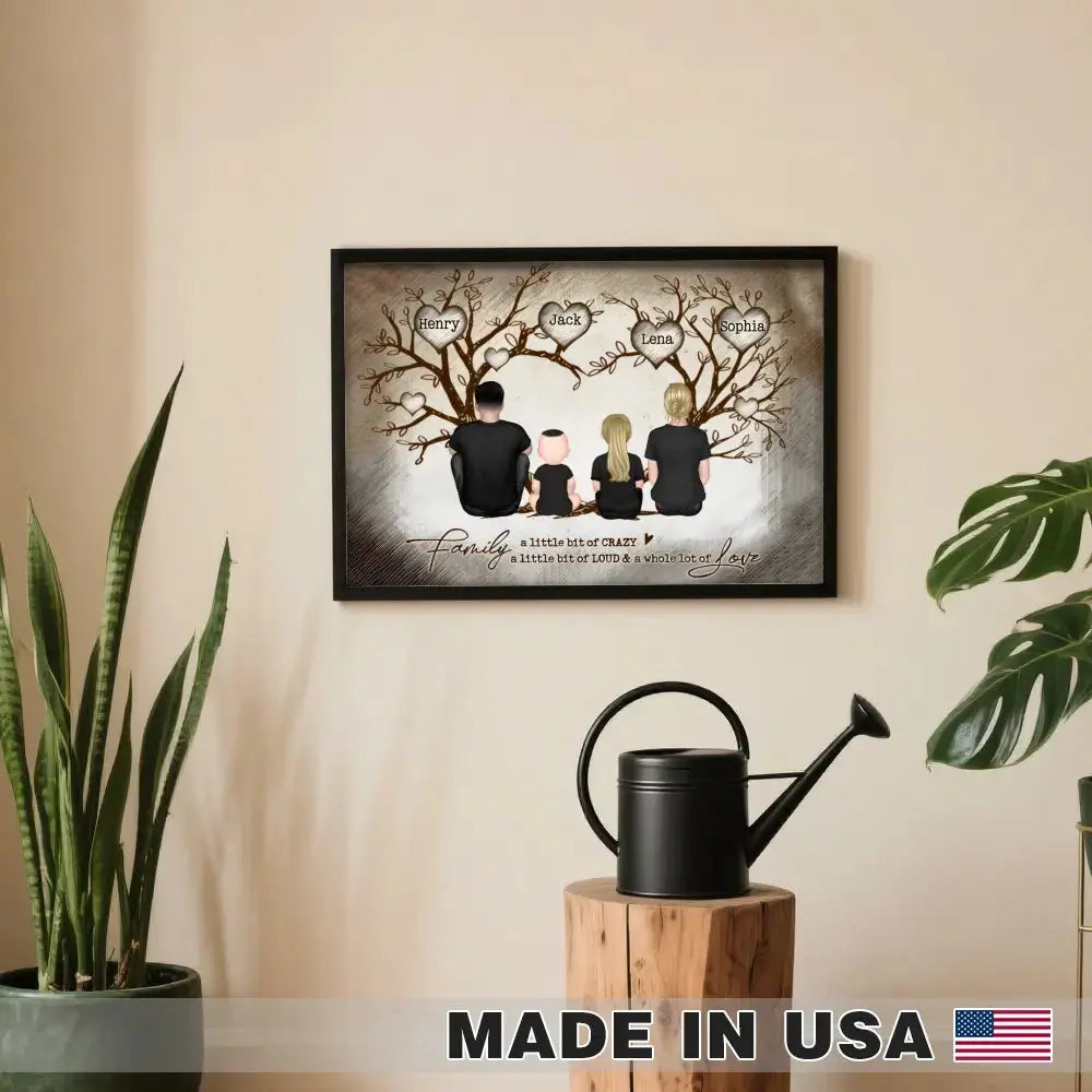 Family Heart Tree Poster - Personalized Gift for Family Members