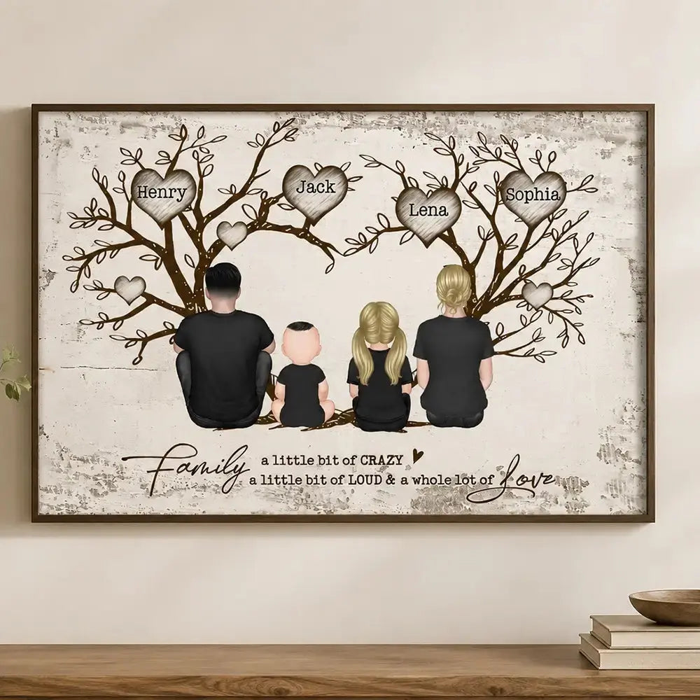 Family Heart Tree Poster - Personalized Gift for Family Members
