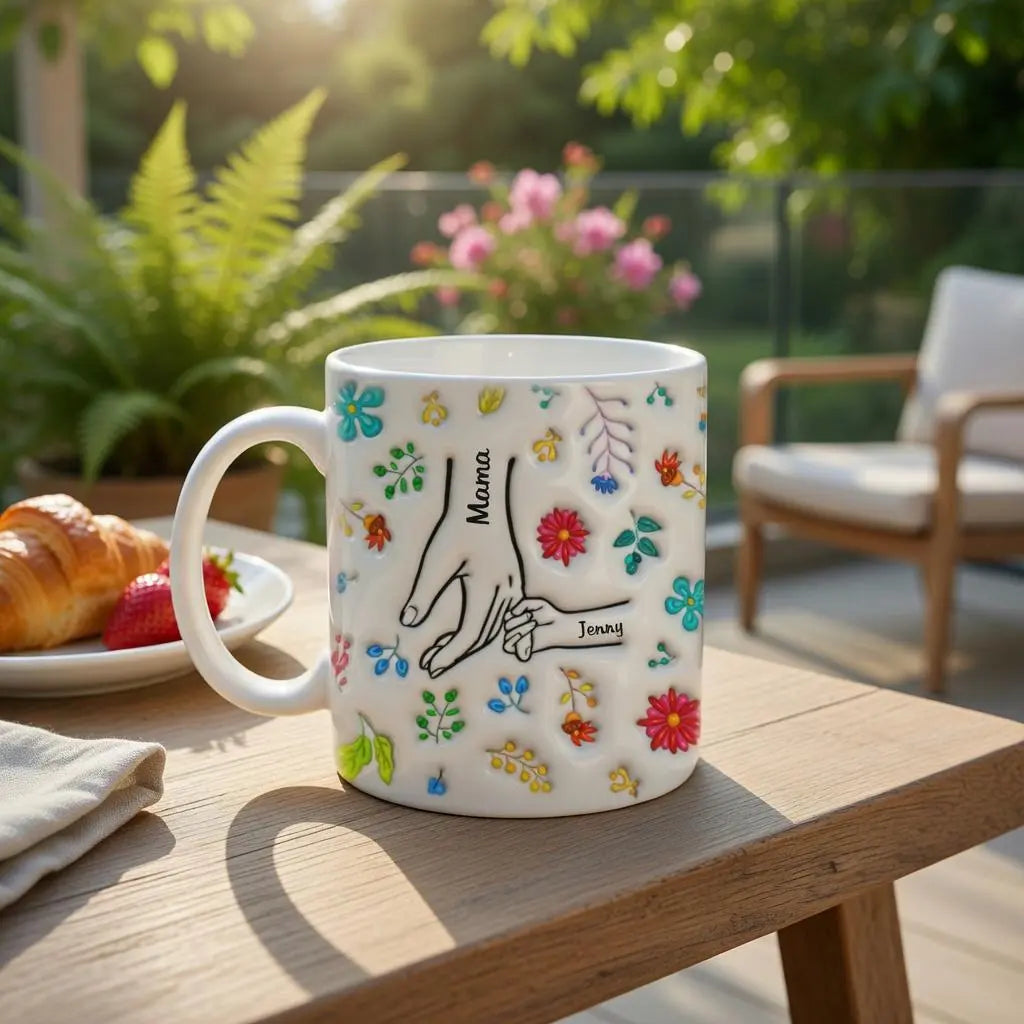 Family Love in Every Sip, Inflated Effect Mug Gift for Mom & Grandma Ducon Space
